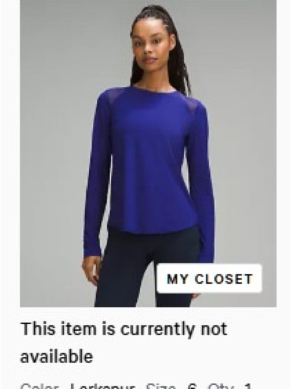 lululemon athletica Sculpt Long Sleeve Lululemon top, size 6 in Larkspur Blue
